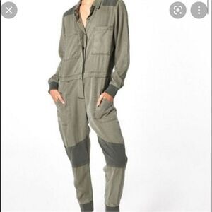Young Fabulous & Broke Green Aviator Long Sleeves Jumpsuit.Size S
